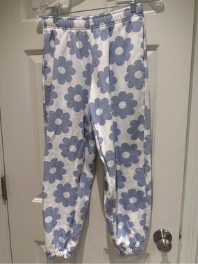 Pacsun White and Blue Floral Print Jogger Sweatpants Extra Small (XS)